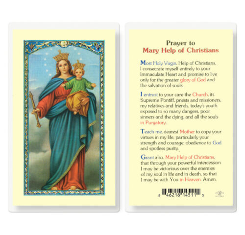 Mary Help of Christians Laminated Holy Card - 25 Pack