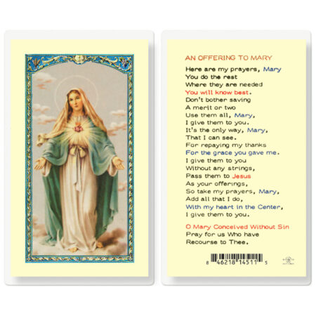 Offering to Mary Laminated Holy Card - 25 Pack