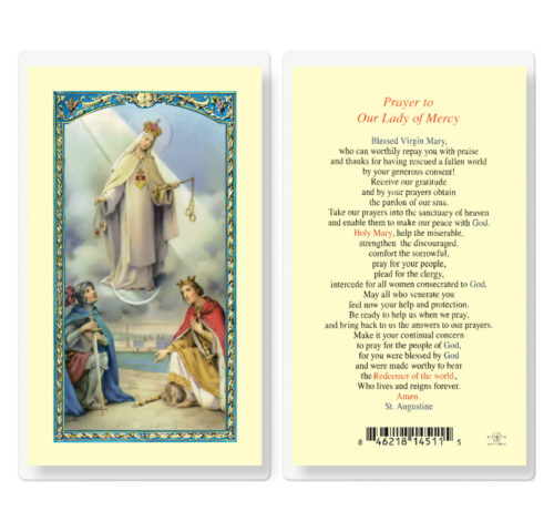 Our Lady of Mercy Laminated Holy Card - 25 Pack