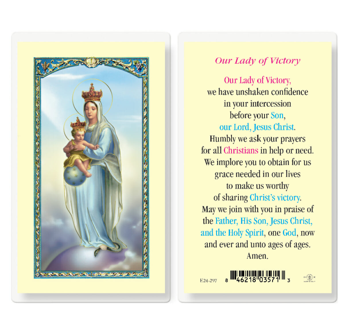 Our Lady of Victory Laminated Holy Card 25 Pack Buy Religious