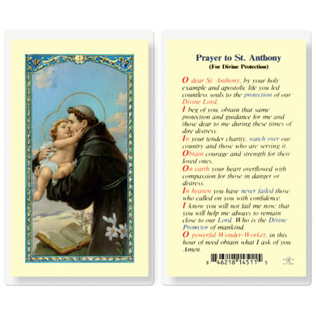 Saint Anthony Divine Protection Laminated Holy Card - 25 Pack