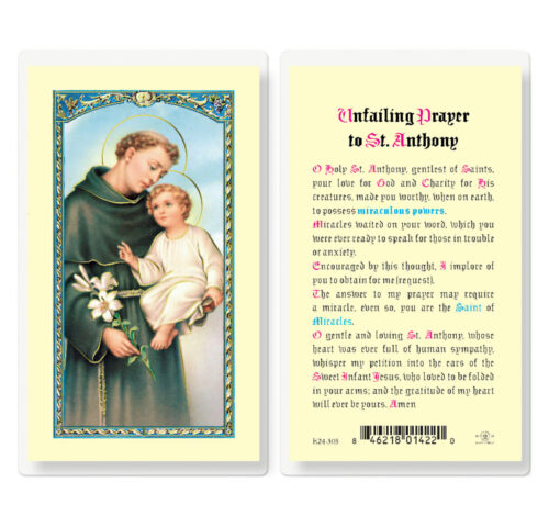 Saint Anthony Unfailing Prayer Laminated Holy Card - 25 Pack