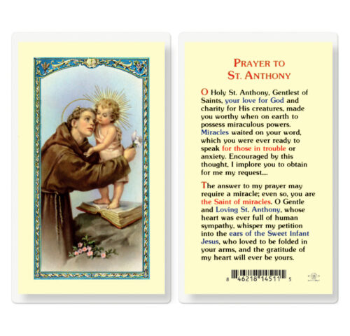 Saint Anthony Thomas in Trouble Laminated Holy Card - 25 Pack