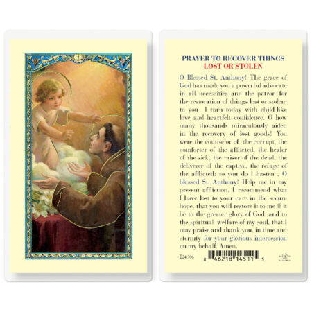 Saint Anthony Lost Things Laminated Holy Card - 25 Pack