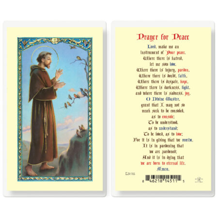 Saint Francis Prayer for Peace Laminated Holy Card - 25 Pack