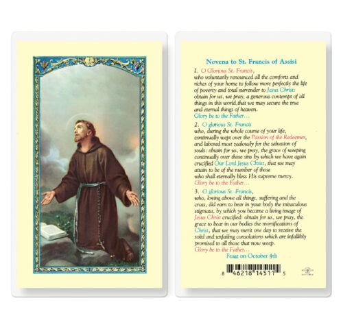 Saint Francis Novena Laminated Holy Card - 25 Pack