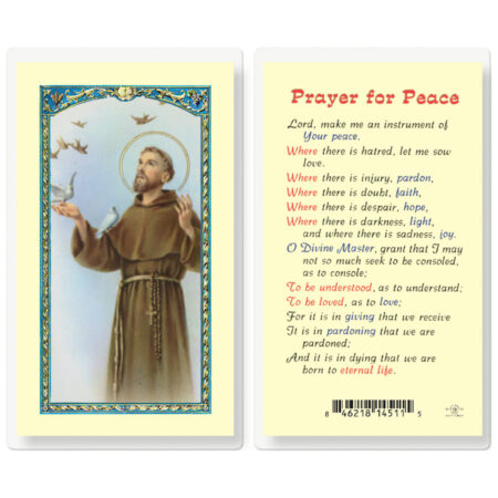 Saint Francis Prayer for Peace Laminated Holy Card - 25 Pack