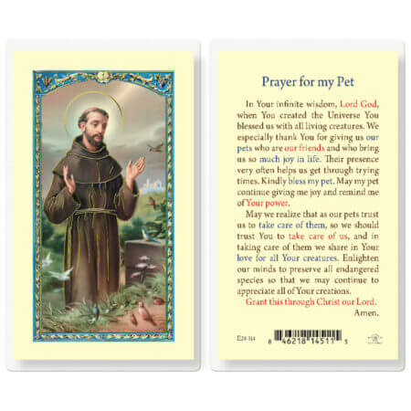 Saint Francis Prayer for My Pet Laminated Holy Card - 25 Pack