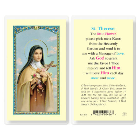 Saint Therese Pick Me a Rose Laminated Holy Card - 25 Pack