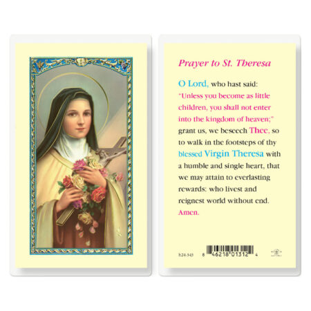 Saint Therese of Lisieux – Carmelite Saint Gold-Stamped Laminated Holy Card – Prayer to Saint Therese – 25 Pack