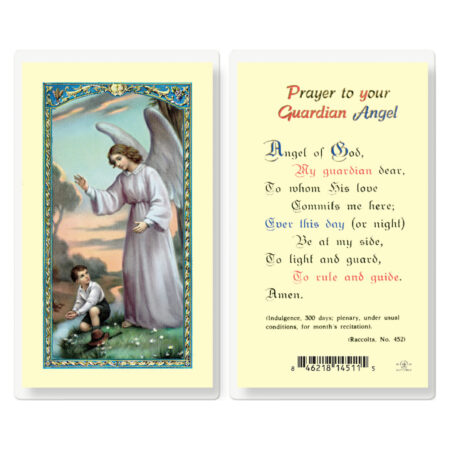 Guardian Angel Boy Laminated Holy Card - 25 Pack