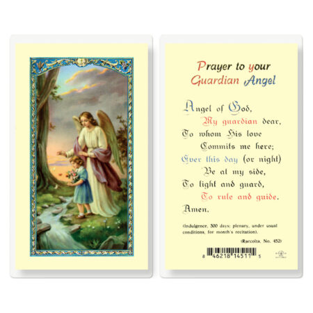 Guardian Angel Girl Laminated Holy Card - 25 Pack