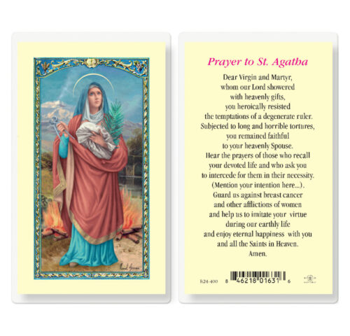 Saint Agatha Prayer Laminated Holy Card - 25 Pack - Buy Religious ...