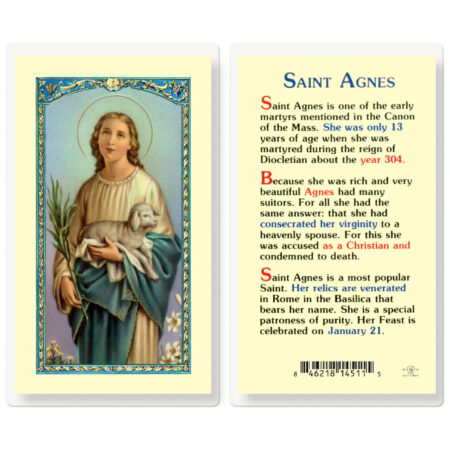Saint Agnes Laminated Holy Card - 25 Pack