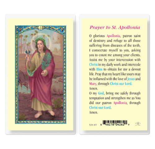 Saint Apollonia Laminated Holy Card - 25 Pack - Buy Religious Catholic ...