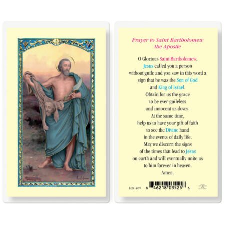 Saint Bartholomew Laminated Holy Card - 25 Pack