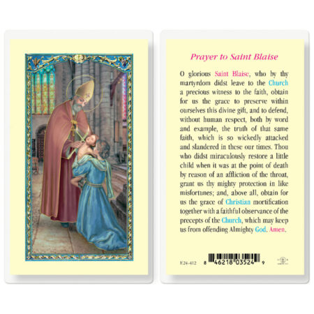 Saint Blaise Laminated Holy Card - 25 Pack
