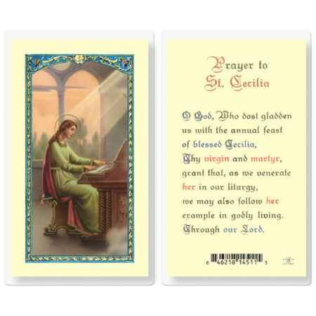 Saint Cecilia Laminated Holy Card - 25 Pack