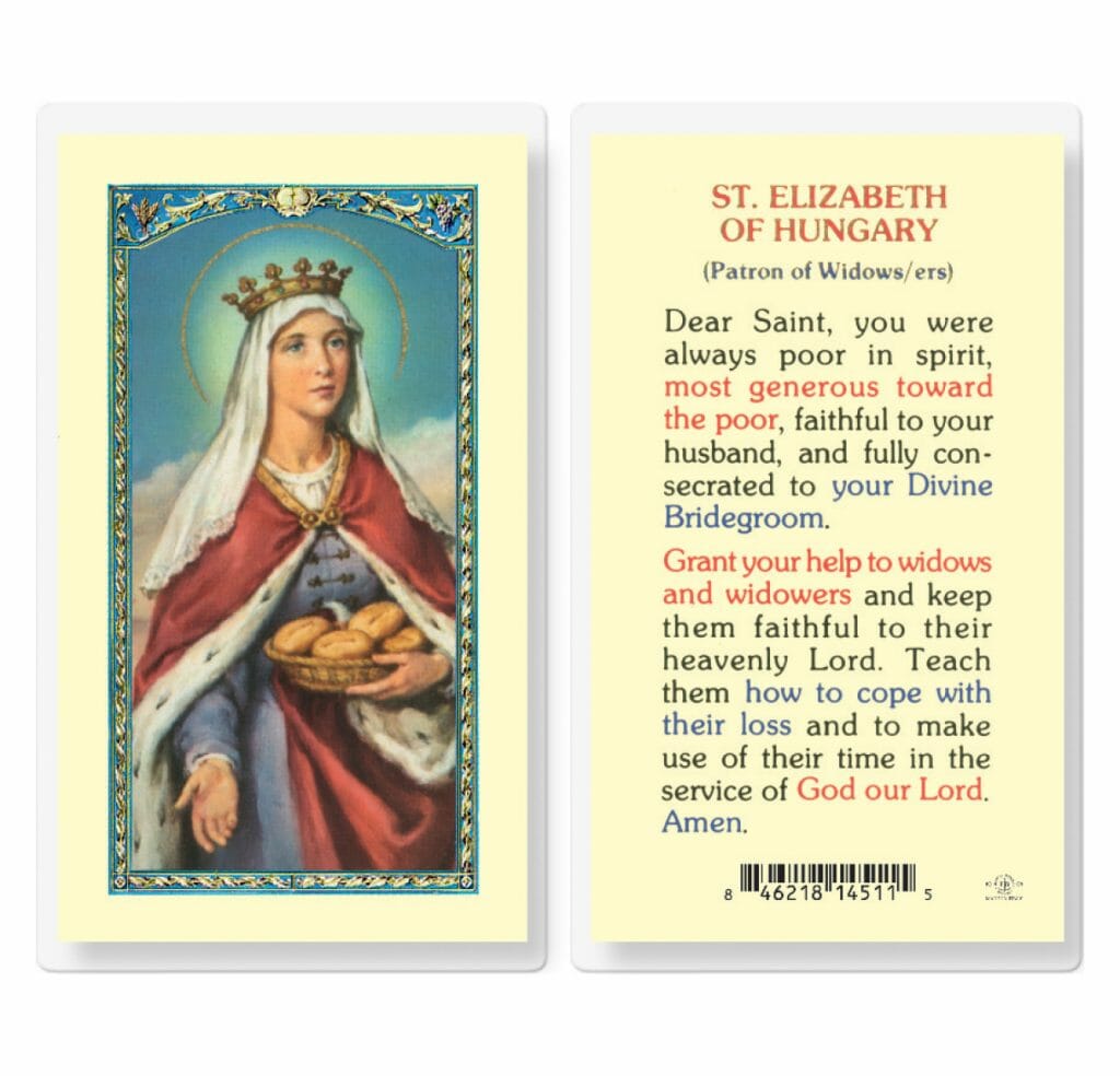 Saint Elizabeth of Hungary for Widows and Widowers Laminated Holy Card