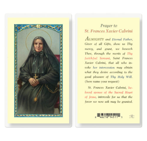 Saint Frances Cabrini Laminated Holy Card - 25 Pack