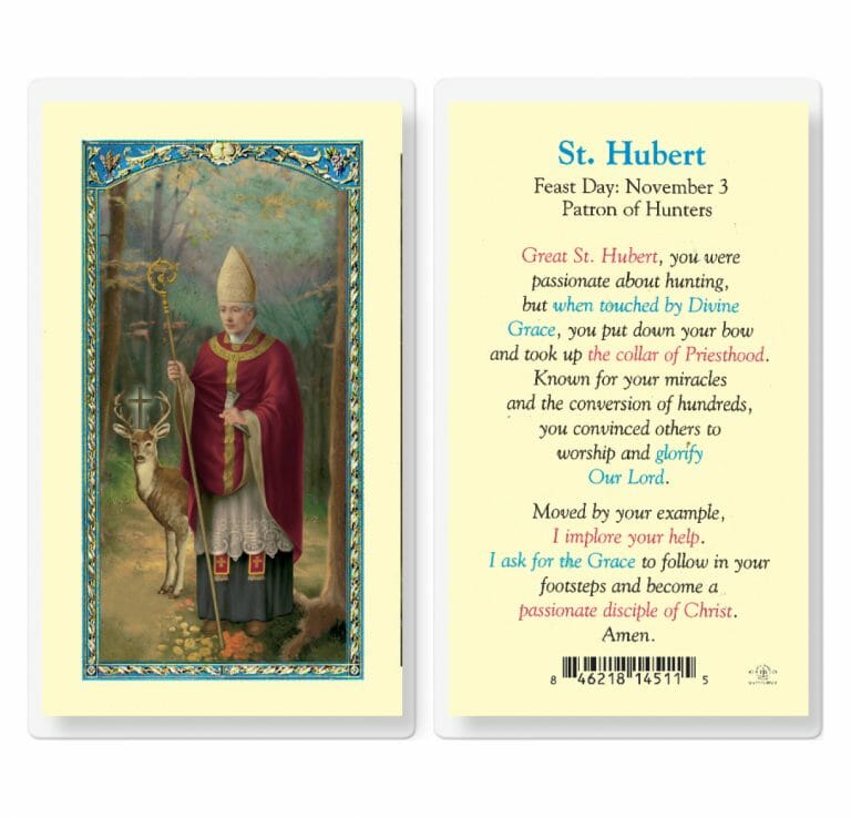 Saint Hubert Laminated Holy Card 25 Pack Buy Religious Catholic Store