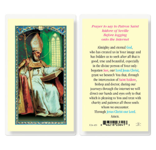 Saint Isidore Internet Laminated Holy Card - 25 Pack