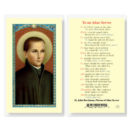 Saint John Berchman Altar Server Laminated Holy Card - 25 Pack