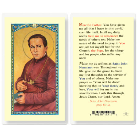 Saint John Neumann Pray for Us Laminated Holy Card - 25 Pack