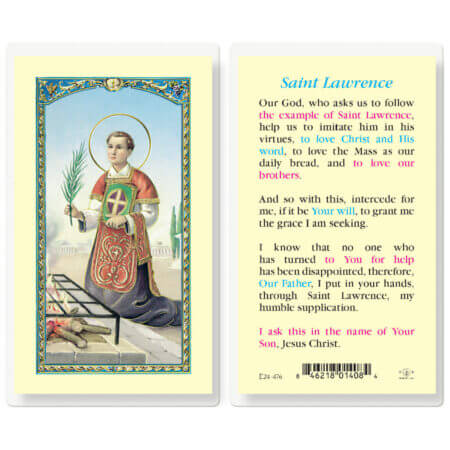 Saint Lawrence Laminated Holy Card - 25 Pack