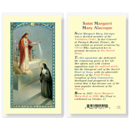 Saint Margaret Mary Alacoque Laminated Holy Card - 25 Pack