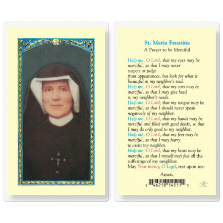 Saint Maria Faustina Laminated Holy Card - 25 Pack