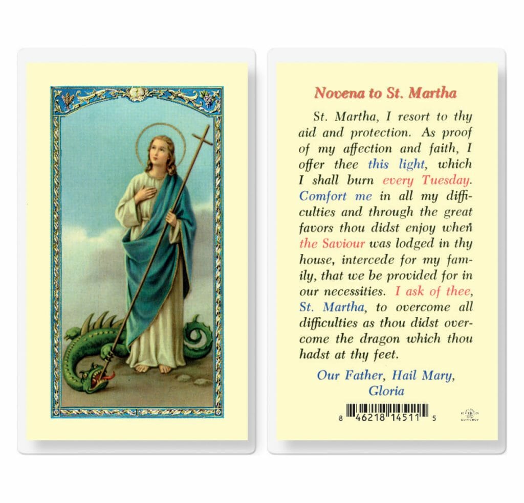 Saint Martha Novena Laminated Holy Card - 25 Pack - Buy Religious 