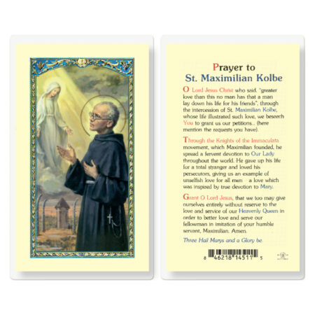 Saint Maximilian Kolbe Laminated Holy Card - 25 Pack