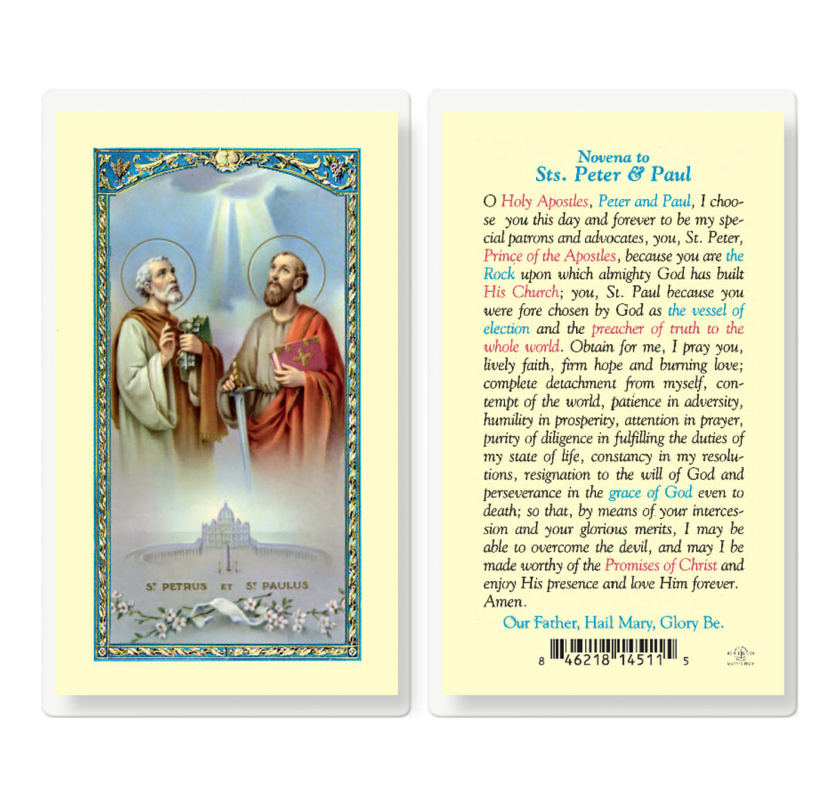 Saints Peter and Paul Laminated Holy Card - 25 Pack - Buy Religious ...