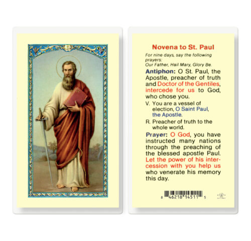 Saint Paul Novena Laminated Holy Card - 25 Pack