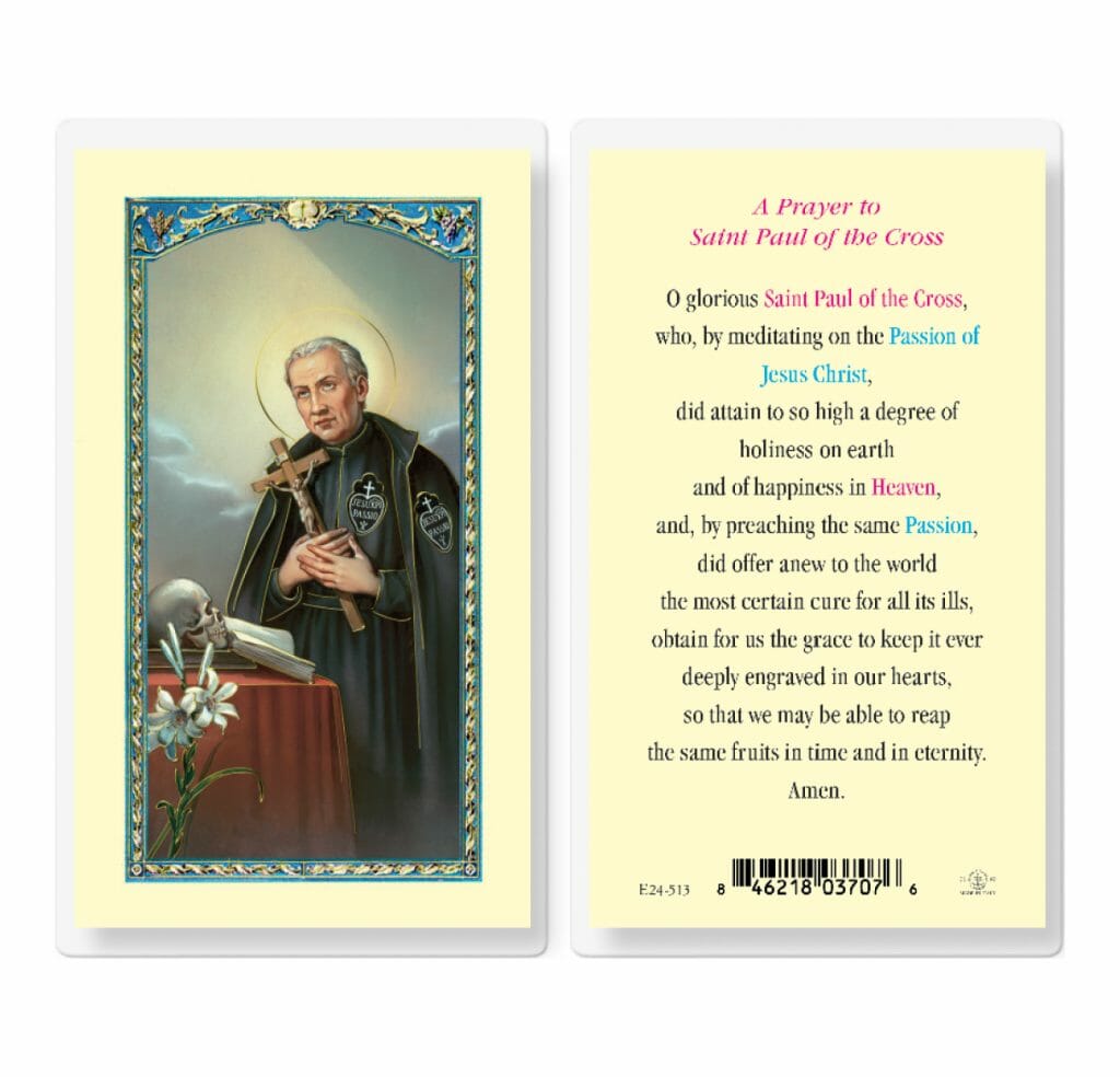 Saint Paul of the Cross Laminated Holy Card - 25 Pack - Buy Religious ...