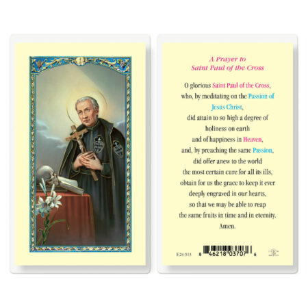 Saint Paul of the Cross Laminated Holy Card - 25 Pack