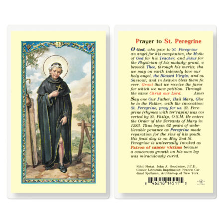 Saint Peregrine Laminated Holy Card - 25 Pack
