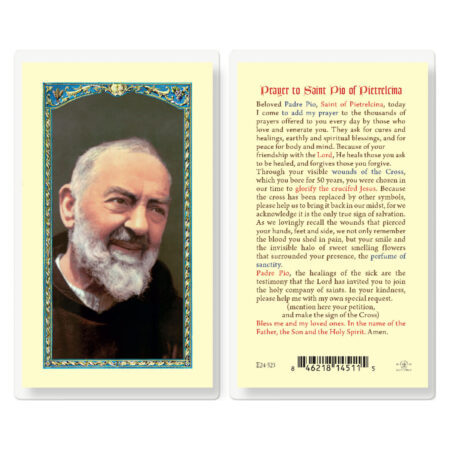 Saint Pio of Pietrelcina Laminated Holy Card - 25 Pack