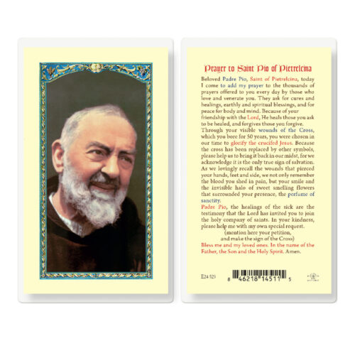 Saint Pio of Pietrelcina Laminated Holy Card - 25 Pack