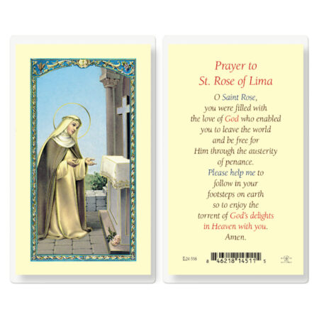 Saint Rose of Lima Laminated Holy Card - 25 Pack