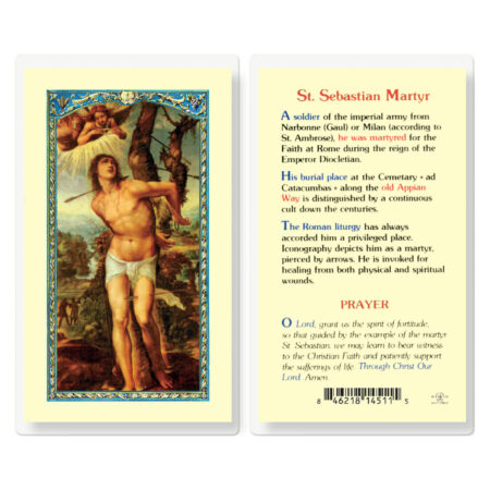 Saint Sebastian Athletes Prayer Laminated Holy Card - 25 Pack