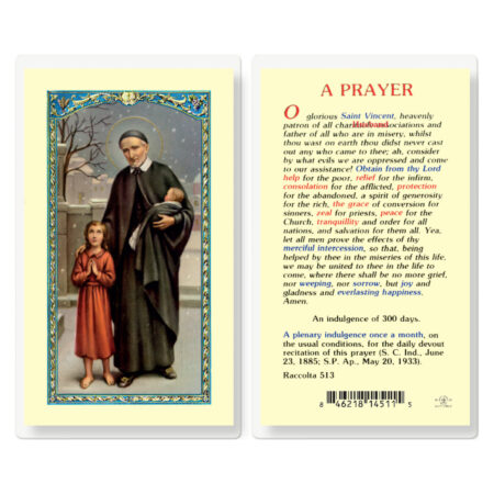 Saint Vincent de Paul Laminated Holy Card - 25 Pack