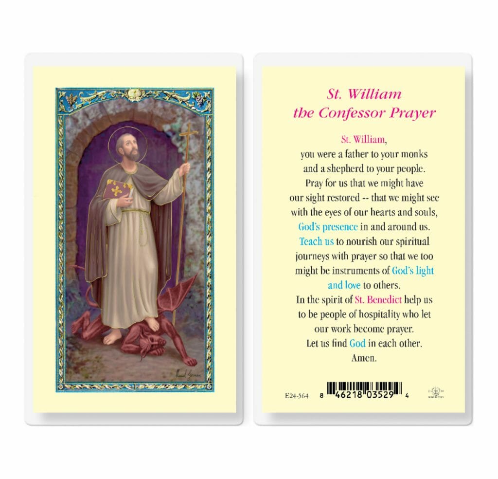 Saint William Laminated Holy Card - 25 Pack - Buy Religious Catholic Store