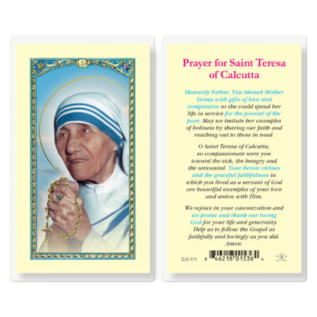 Saint Teresa of Calcutta Laminated Holy Card - 25 Pack
