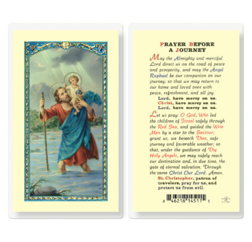 Saint Christopher Before a Journey Laminated Holy Card - 25 Pack