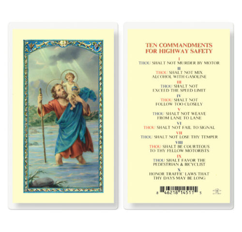 Saint Christopher Highway Safety Laminated Holy Card - 25 Pack