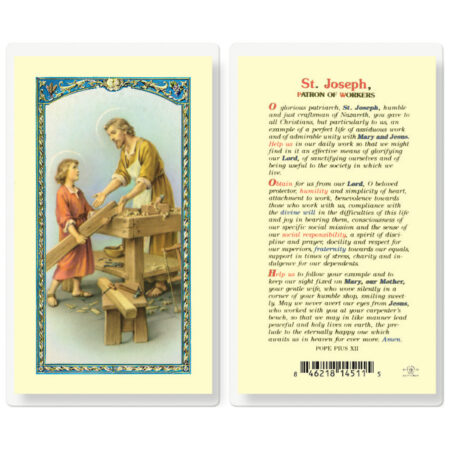 Saint Joseph Patron of Workers Laminated Holy Card - 25 Pack