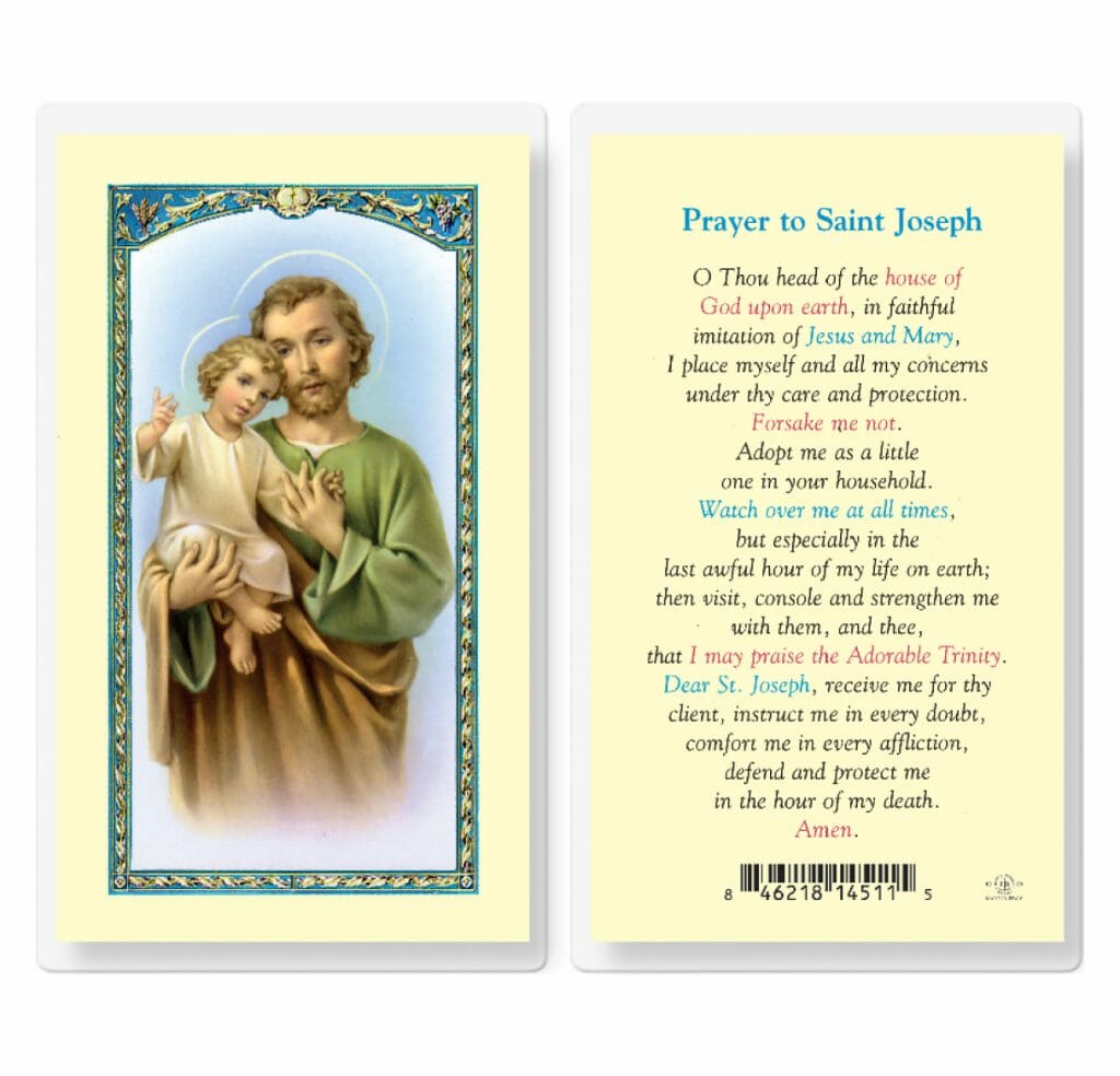 Saint Joseph Laminated Holy Card - 25 Pack - Buy Religious Catholic Store