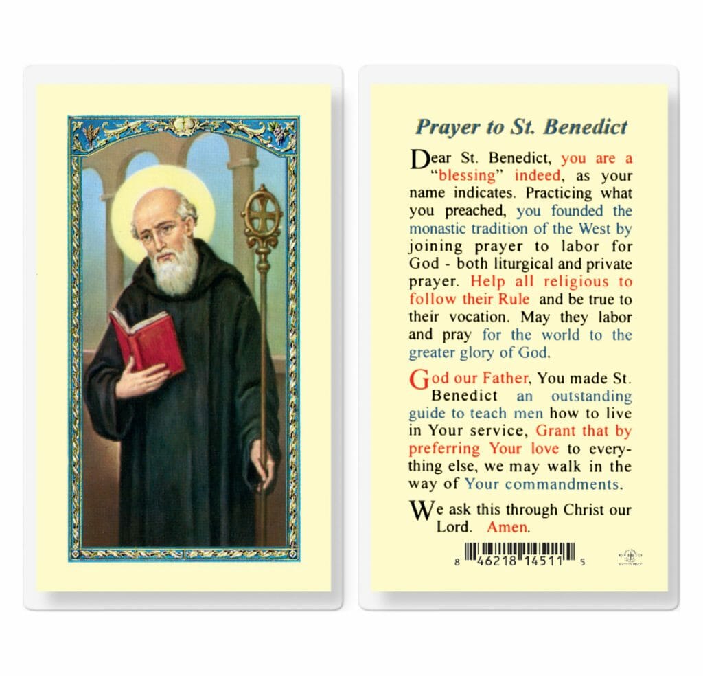 Saint Benedict Laminated Holy Card - 25 Pack - Buy Religious Catholic Store